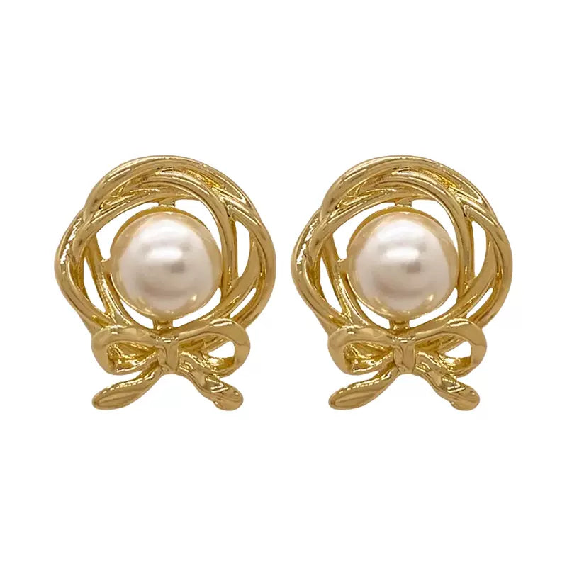 Gold Wrap Pearl Earrings