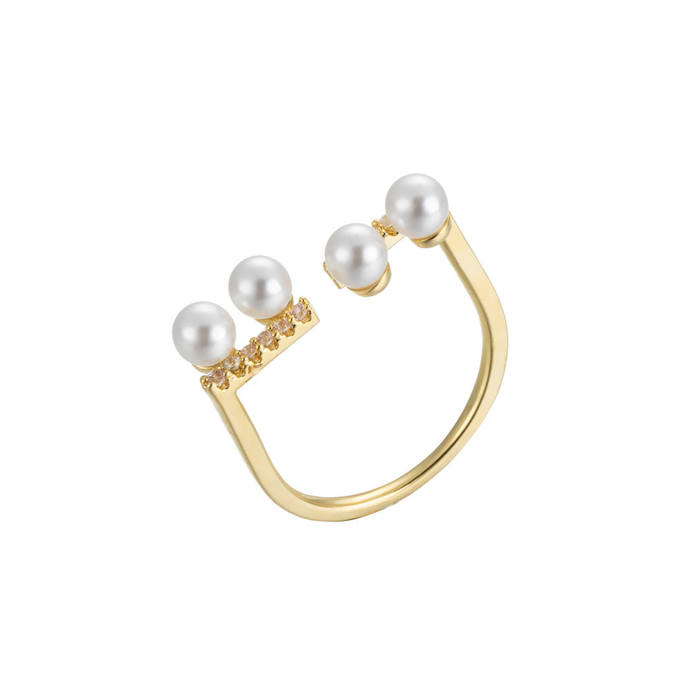 U Shaped Pearl Open Ring