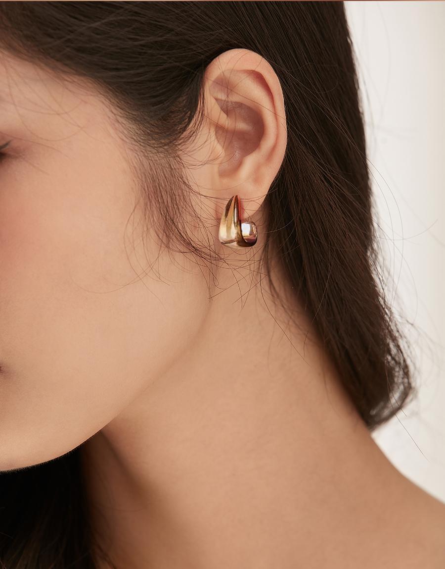 18K Gold Bubble Drop Stud Earrings