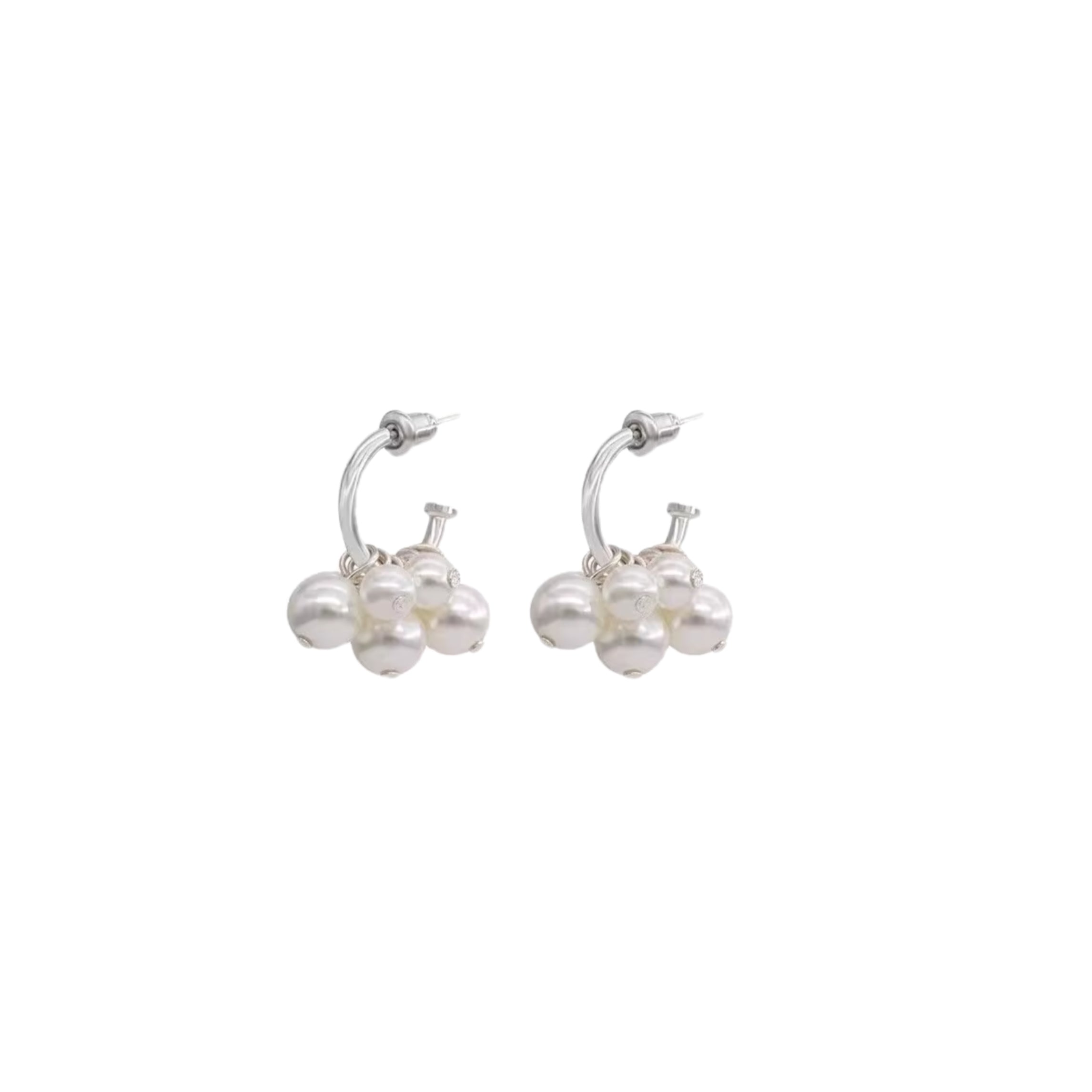 Poetic Pearls Cluster Hoop Earrings