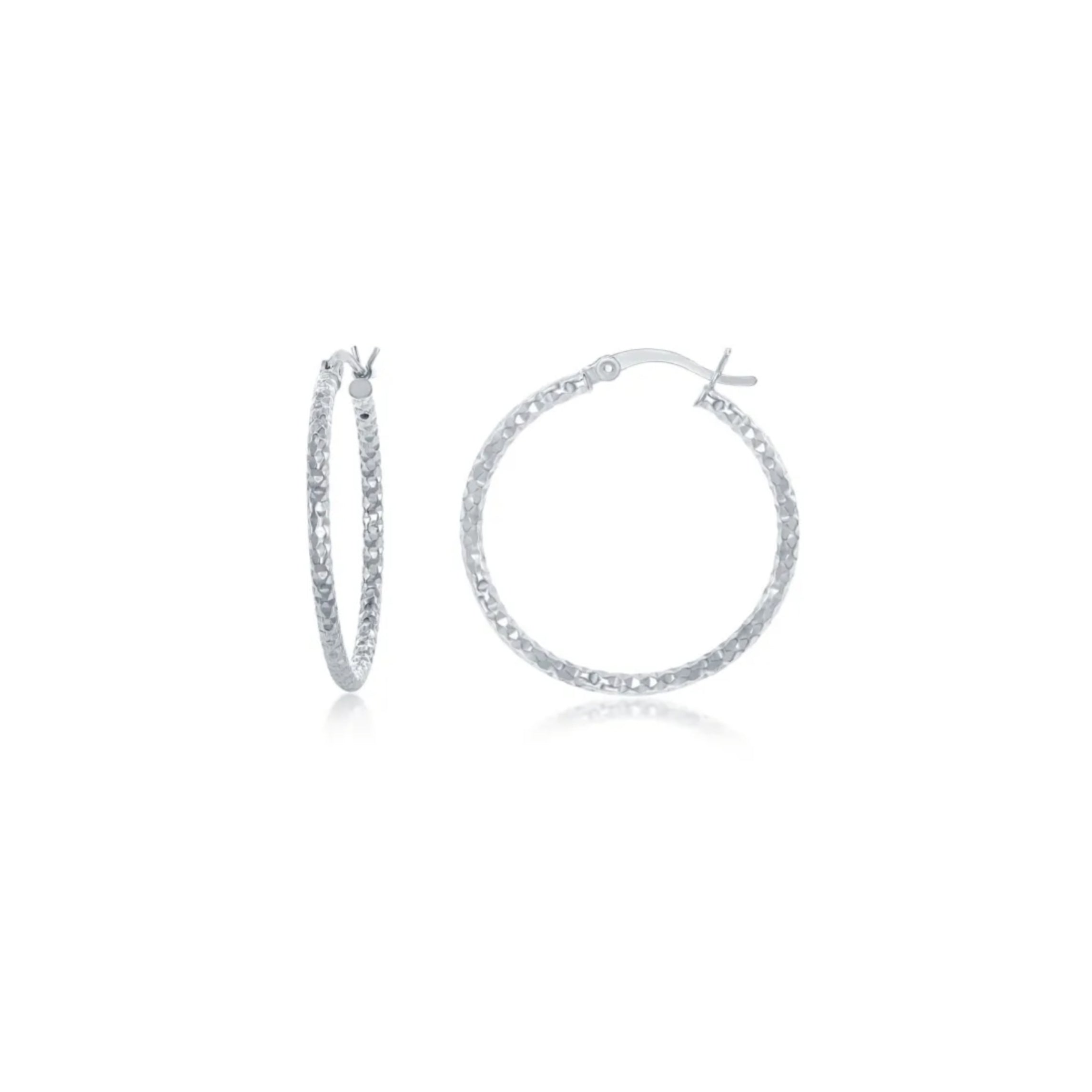 Sterling Silver 50mm Diamond Cut Hoop Earrings