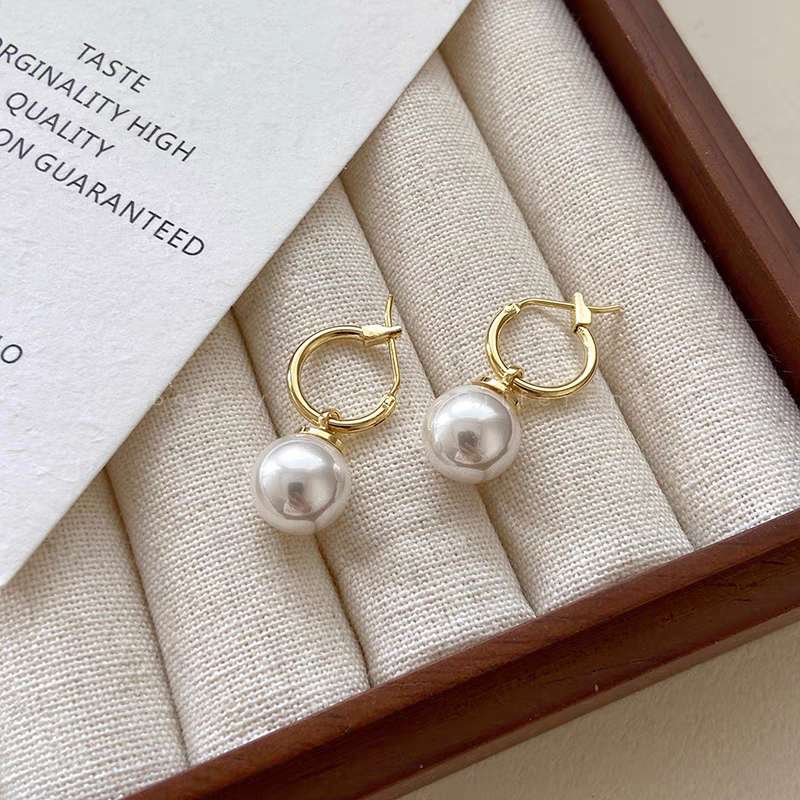 French Vintage Pearl Hoops
