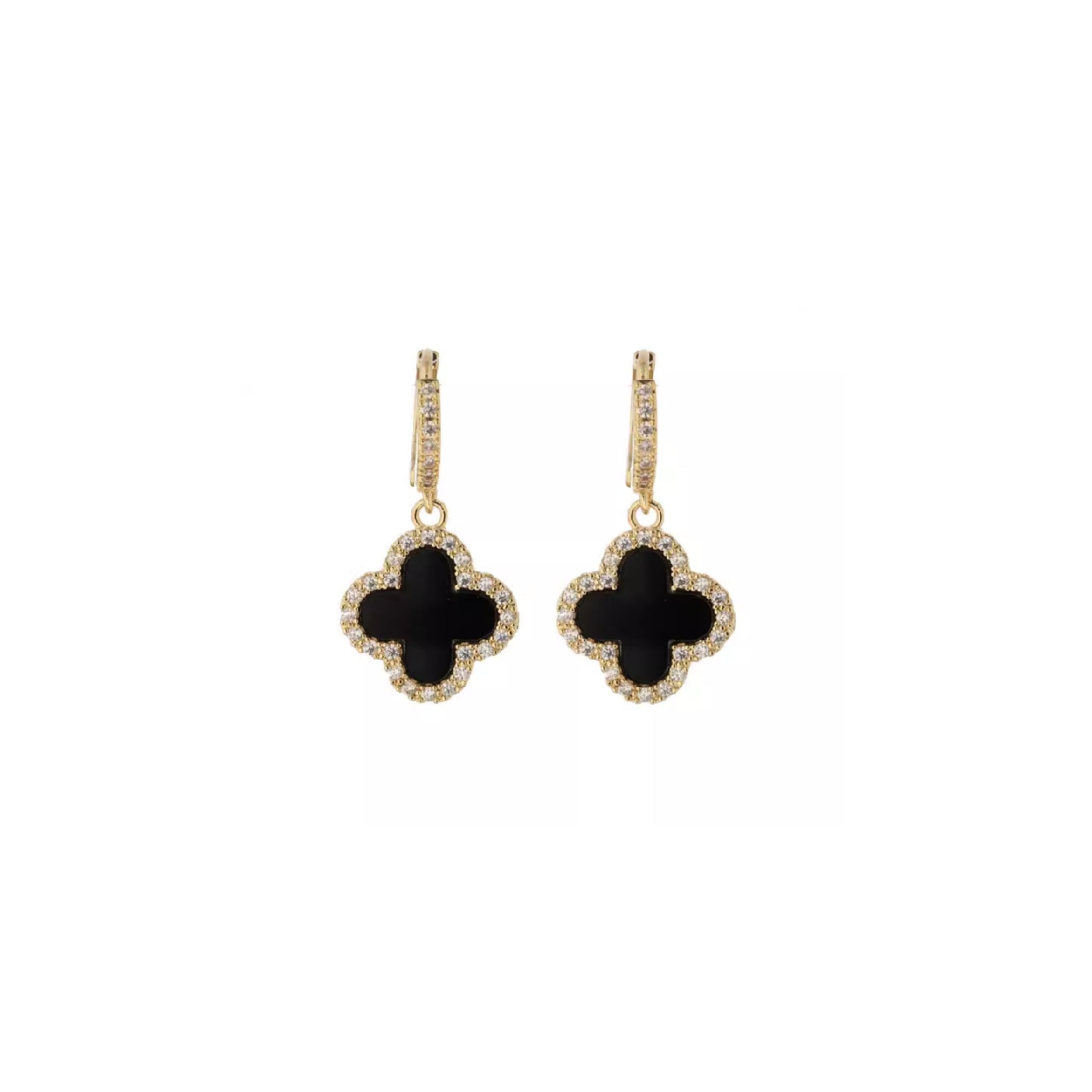 Exquisite Clover Noir Drop Earrings