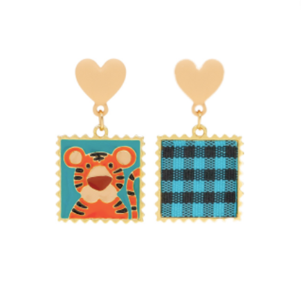 Tiger Checkerboard Earrings