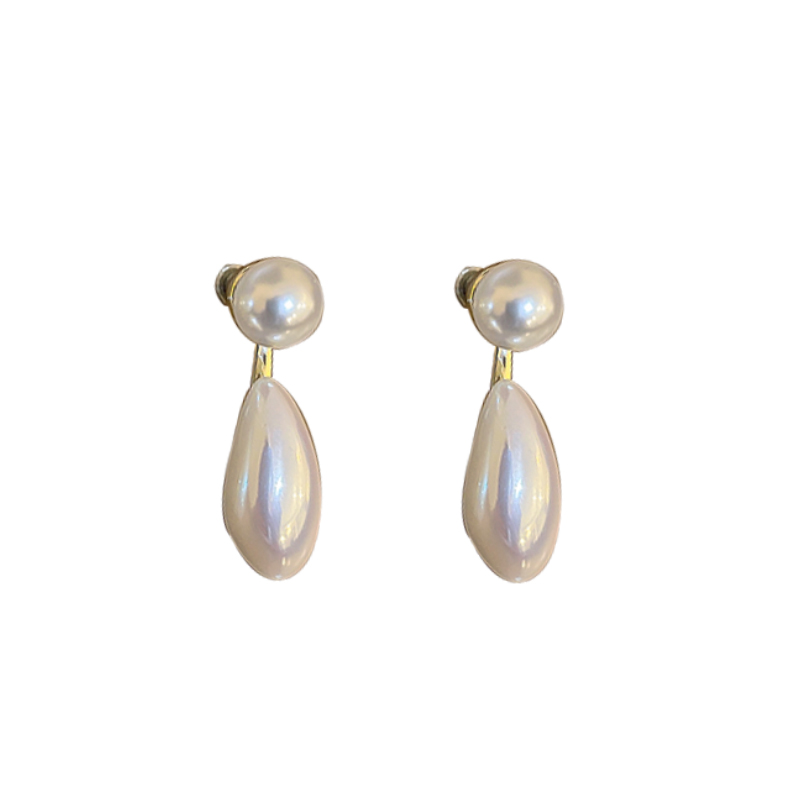 Double pearls stud earrings