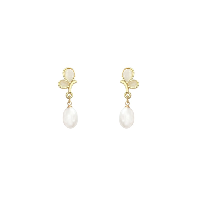 Butterfly Pearl Drop Earrings