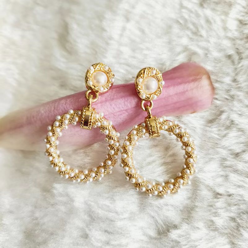 Vintage Pearl Hoop Earrings