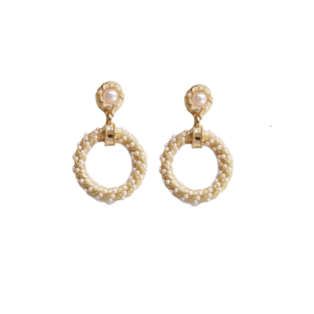 Vintage Pearl Hoop Earrings